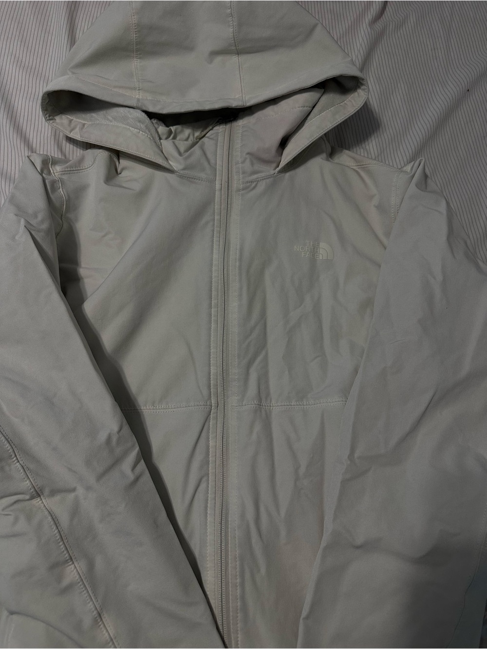 The North Face Light Gray Hooded Raincoat - Full-Zip Windbreaker